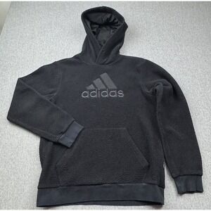 Adidas Men's Medium Must Haves Sherpa‎ Winter BOS Hoodie Pullover Black GC7298